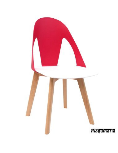 Sillas de madera y poliéster DL660 rojo-blanco