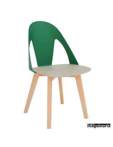 Sillas de madera y poliéster DL660 verde-beige