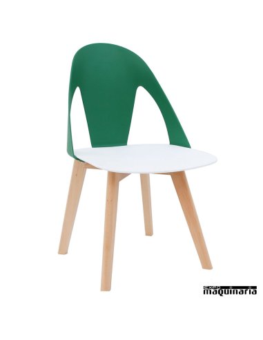 Sillas de madera y poliéster DL660 verde-blanco