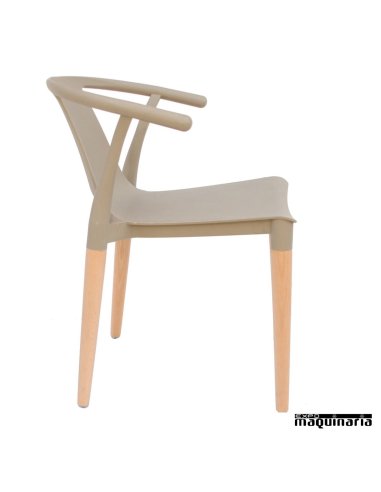 Sillas con brazos madera DL666 beige