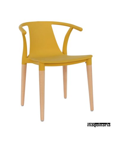 Sillas con brazos madera DL666 color mostaza 