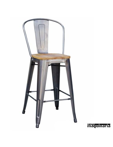 Taburete vintage de acero y madera DL805 (tipo tolix)