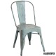 Silla vintage de acero DL801A (tipo tolix) color turquesa