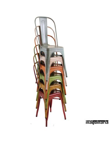 Silla vintage de acero DL801A (tipo tolix) apilabilidad