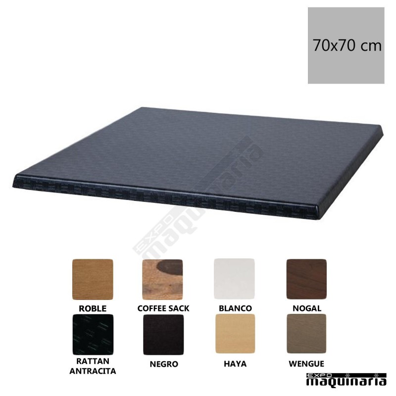 Tablero para mesa 70x70 rattan antracita NICG665