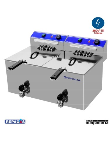 Freidora eléctrica de sobremesa REFE-10+10MP de 10+10 litros