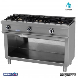 Cocina industrial Repagas RGCG530 tres quemadores a gas y mueble.