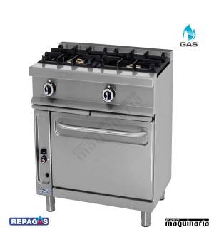 Cocina industrial Repagas RGCG521G dos quemadores de gas y horno industrial