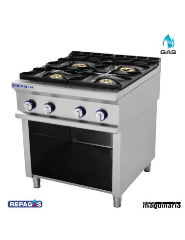Cocina industrial RE RGCG740/M+S87﻿ repagas con cuatro quemadores a gas