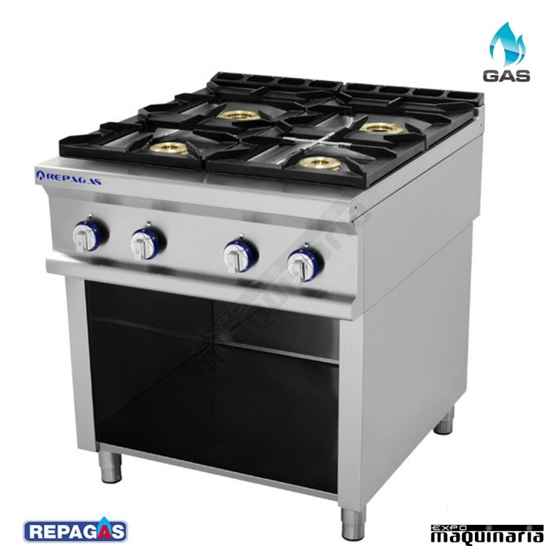 Cocina industrial RE RGCG740/M+S87﻿ repagas con cuatro quemadores a gas