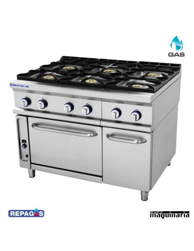 Cocina industrial Repagas RGCG761 seis quemadores de gas y horno industrial