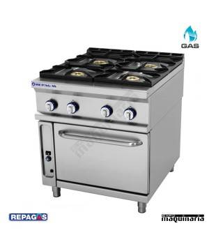 Cocina industrial Repagas RGCG741 cuatro quemadores de gas y horno industrial