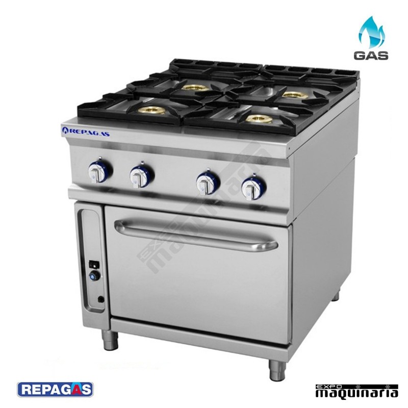 Cocina industrial Repagas RGCG741 cuatro quemadores de gas y horno industrial