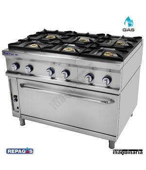 Cocina industrial Repagas RGCG-961H seis quemadores de gas con horno industrial