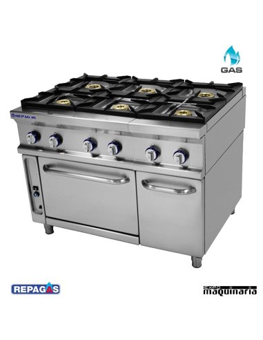 Cocina industrial Repagas RGCG961 seis quemadores de gas con horno industrial