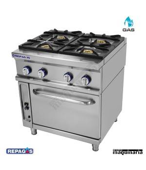 Cocina industrial Repagas RGCG-941 cuatro quemadores de gas y horno