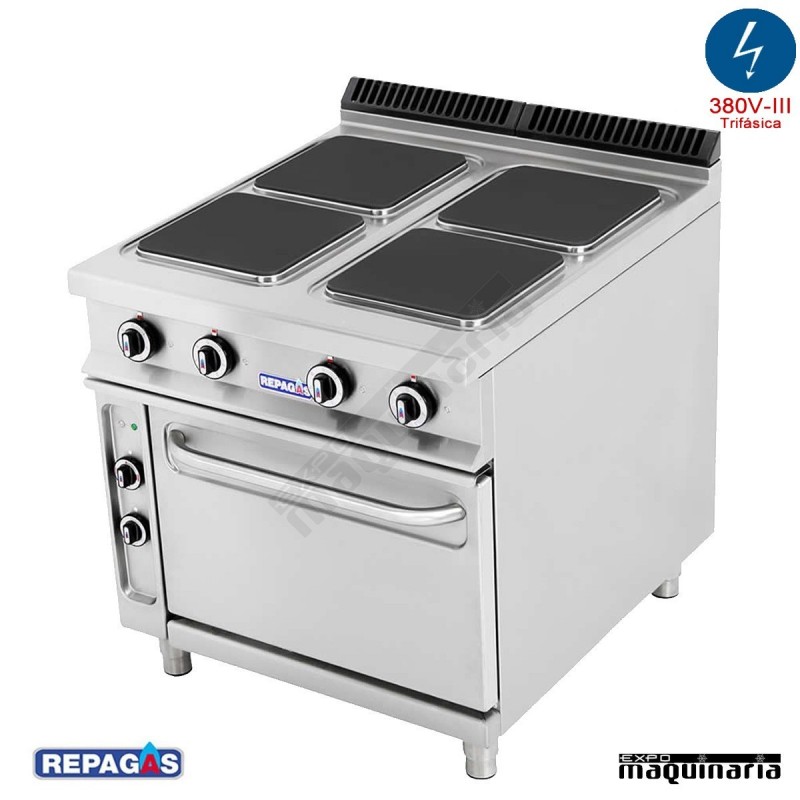 Cocina industrial electrica Repagas CE-941 cuatro placas y horno