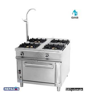Cocina industrial Repagas C-1141 cuatro quemadores de gas y horno