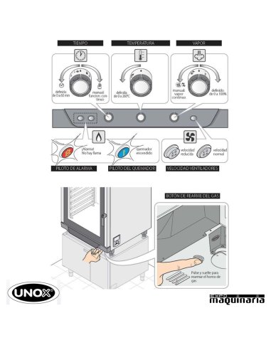 Horno de gas Unox CHEFLUX manual UNXV813G GN1/1