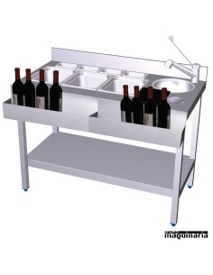 Mesa de Coctelería con 2 botelleros frontales