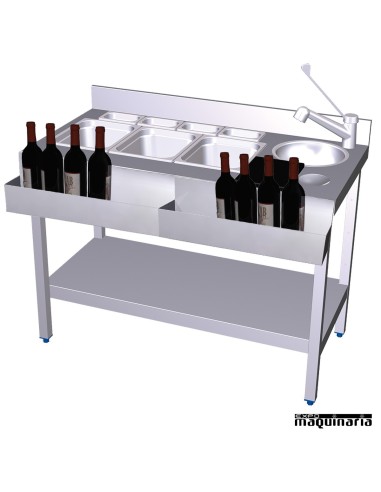 Mesa de Coctelería con 2 botelleros frontales