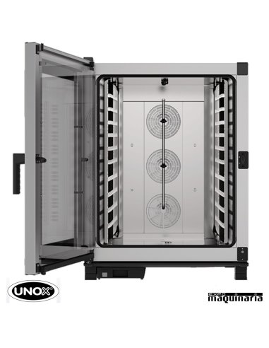 Horno de gas Unox GN 2/1 CHEFTOP digital UNXEVC1021GPR abierto