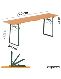 Mesa plegable con bancos de catering CLASSIC - mesa 2