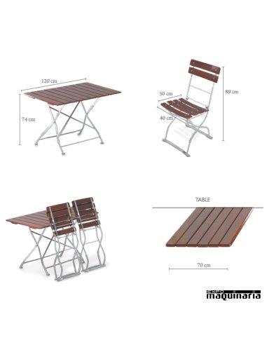 Mesa jardin y 4 sillas plegables BEERGARDEN detalles