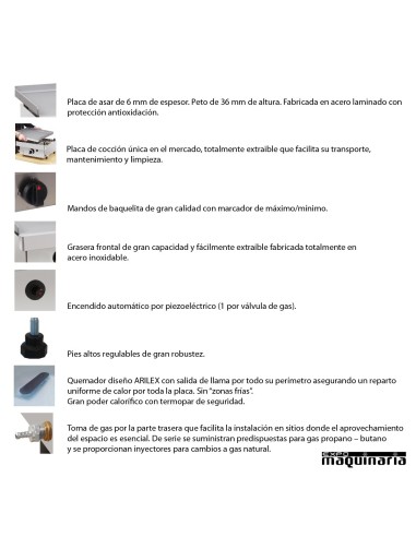 Plancha a gas de acero laminado AX60PGL