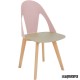 Sillas de madera y poliéster DL660 rosa-beige