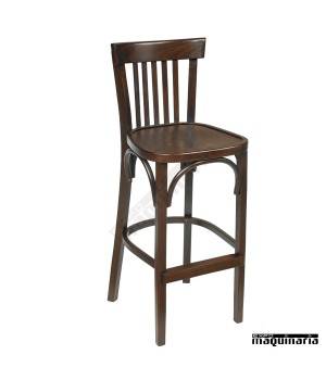 Taburete bar de madera IM5161 de madera de haya con respaldo.