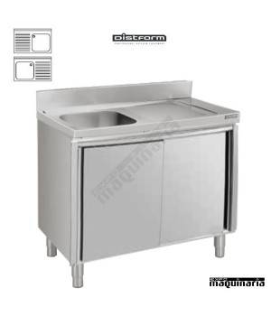 Fregadero F500 con mueble inox 1 cubeta, 1 escurridor puerta corredera