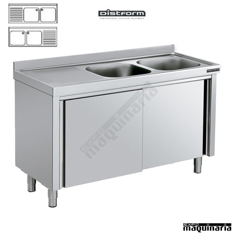 Fregadero con mueble inox 2 cubetas, 1 escurridor