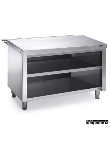 Mueble self service neutro con estante trasera