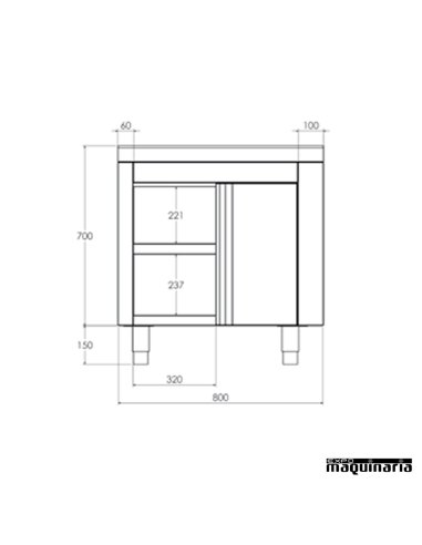 Mueble self service neutro con puertas y estante puertas batientes medidas