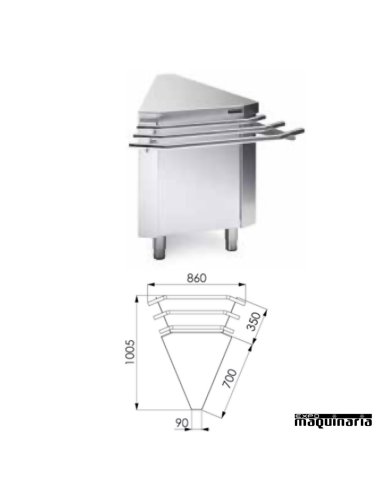 Mueble self service angular externo medidas 45º 