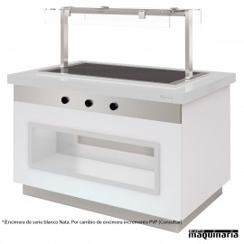 Mesa gastrobuffet vitrocerámica 170 cm encimera blanca nata