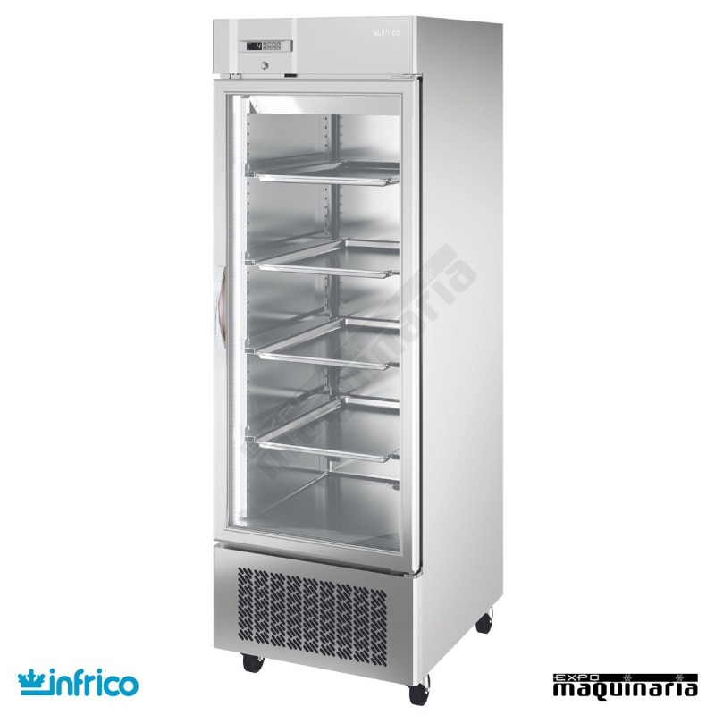 Armario refrigerador inoxidable puerta cristal GN2/1