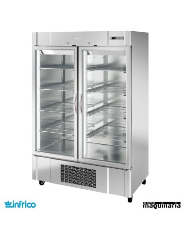Armario refrigerador inox 2 puertas cristal GN2/1