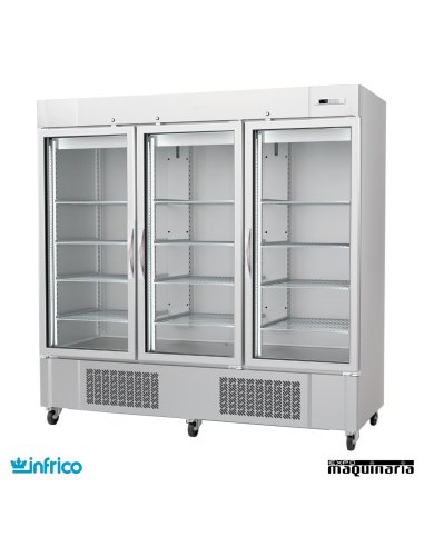 Armario refrigerador inox 3 puertas cristal GN2/1