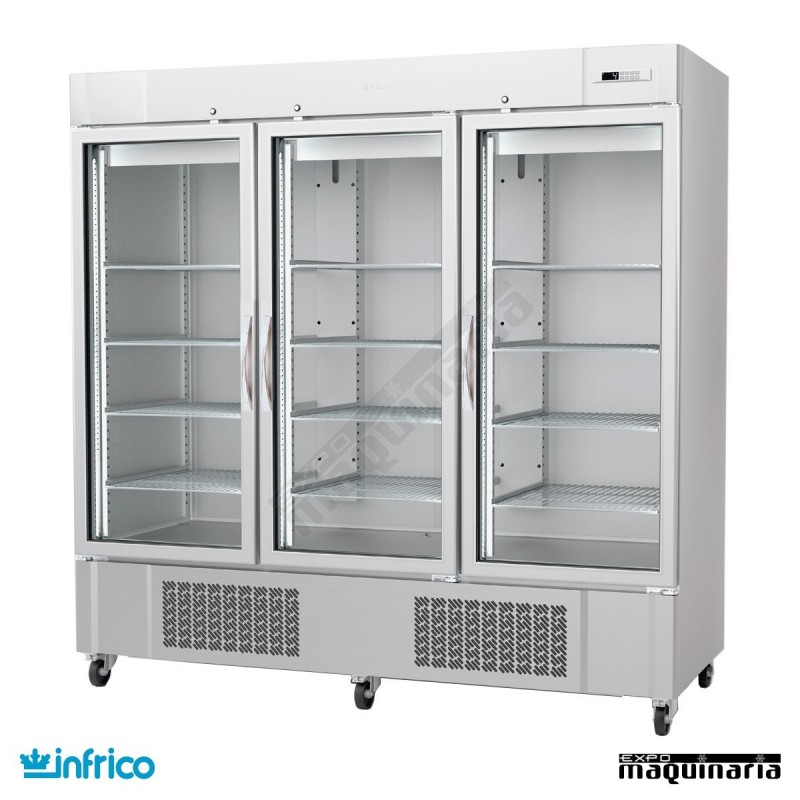 Armario refrigerador inox 3 puertas cristal GN2/1