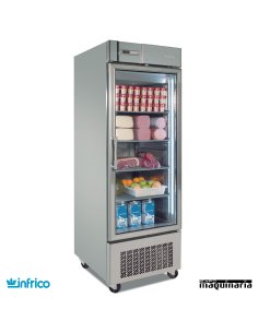 Armario refrigerador inoxidable puerta cristal GN2/1 2