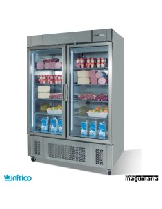 Armario refrigerador inox 2 puertas cristal GN2/1 2