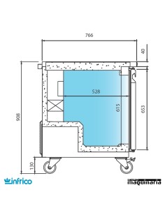 Mesa bajo mostrador refrigerada 153 cm 2