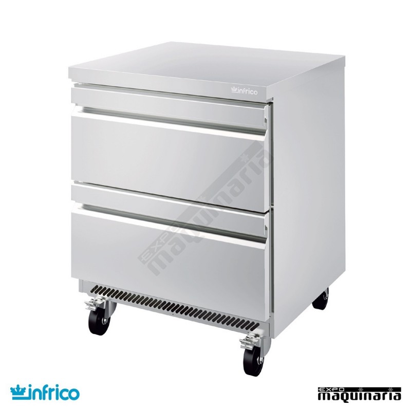 Mesa bajomostrador refrigerador con cajones 70 cm