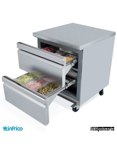 Mesa bajomostrador refrigerador con cajones 70 cm 2