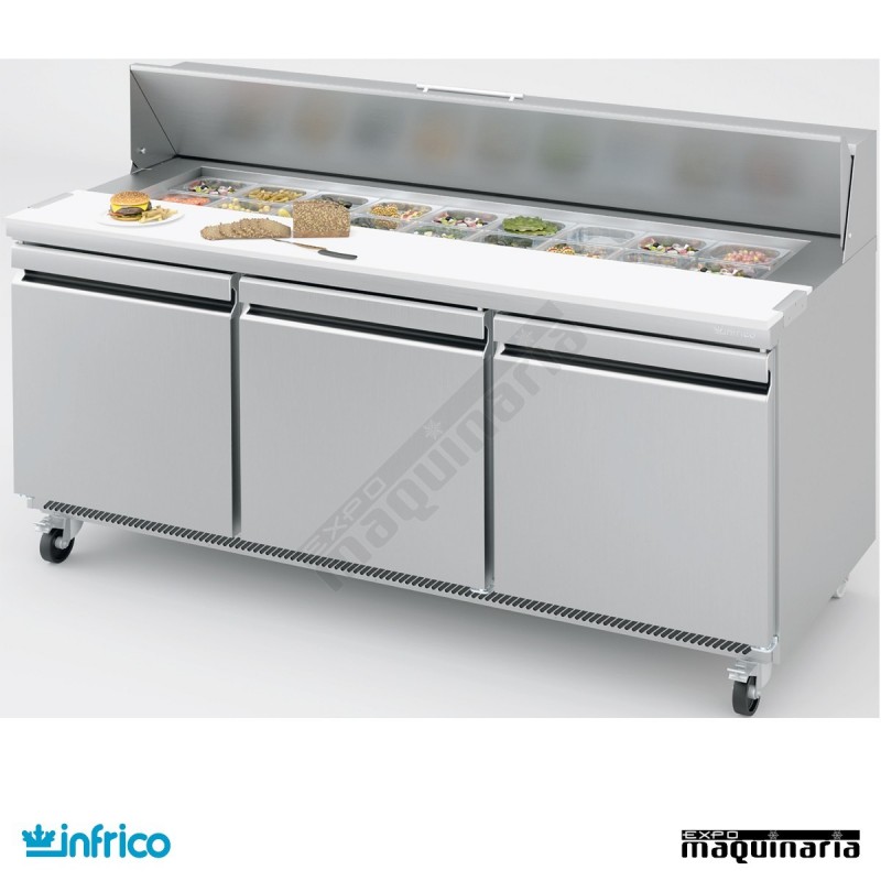 Mesa refrigerada Fast Food ensaladas 184 cm