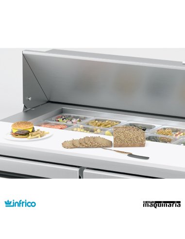 Mesa refrigerada ensaladas cajones Fast Food 122 cm tabla de corte