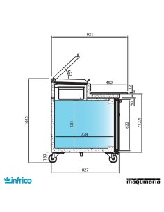 Mesa refrigerada de pizzas 105 cm 2