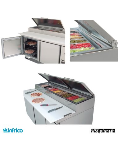 Mesa refrigerada de pizzas 171 cm detalles